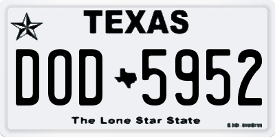 TX license plate DOD5952