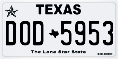 TX license plate DOD5953