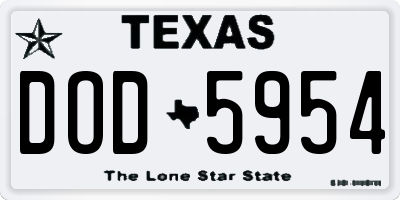 TX license plate DOD5954