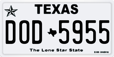 TX license plate DOD5955
