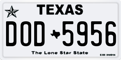 TX license plate DOD5956