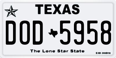 TX license plate DOD5958
