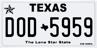 TX license plate DOD5959