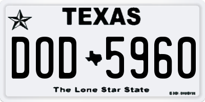 TX license plate DOD5960