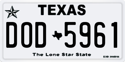 TX license plate DOD5961