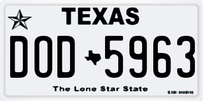 TX license plate DOD5963