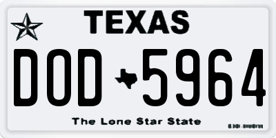 TX license plate DOD5964