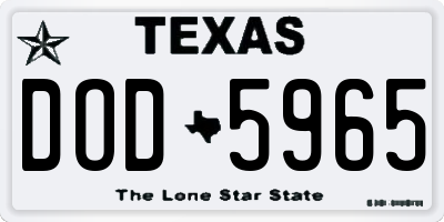 TX license plate DOD5965