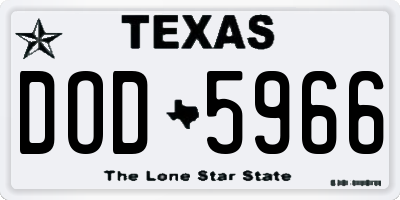 TX license plate DOD5966