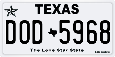 TX license plate DOD5968