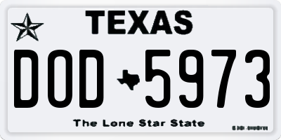 TX license plate DOD5973