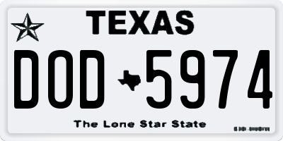 TX license plate DOD5974