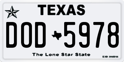 TX license plate DOD5978