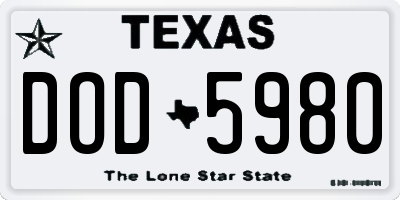 TX license plate DOD5980
