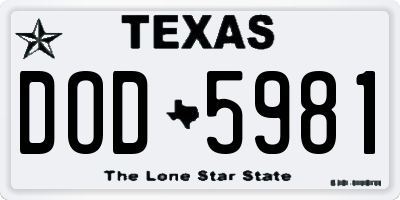 TX license plate DOD5981