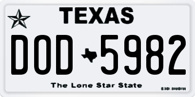 TX license plate DOD5982