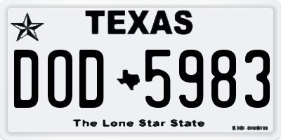 TX license plate DOD5983