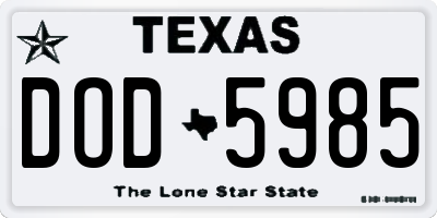 TX license plate DOD5985