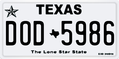 TX license plate DOD5986
