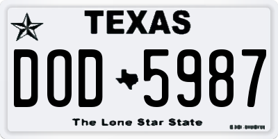 TX license plate DOD5987