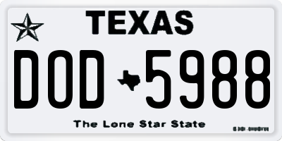 TX license plate DOD5988