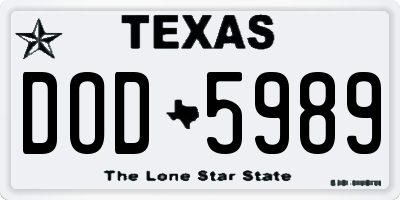 TX license plate DOD5989