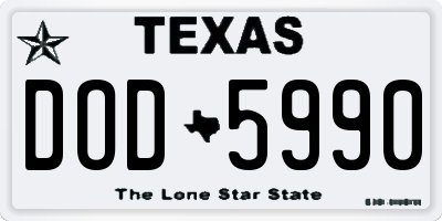 TX license plate DOD5990