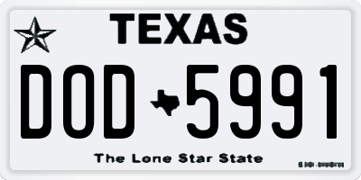 TX license plate DOD5991