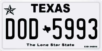 TX license plate DOD5993