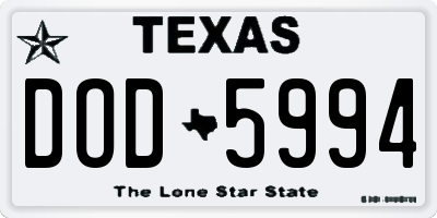 TX license plate DOD5994