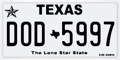 TX license plate DOD5997