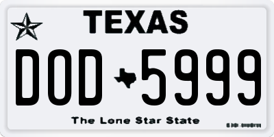 TX license plate DOD5999