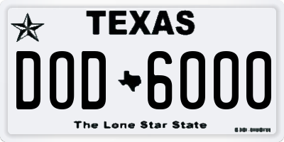 TX license plate DOD6000