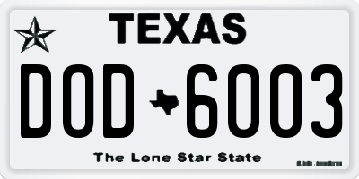 TX license plate DOD6003