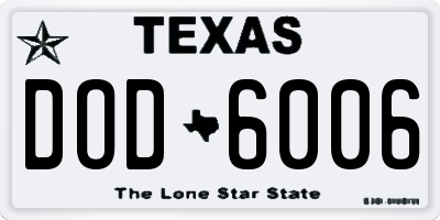 TX license plate DOD6006