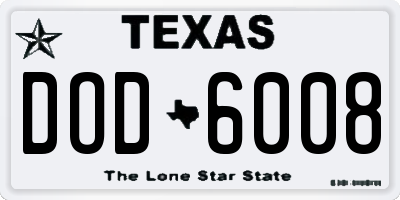 TX license plate DOD6008