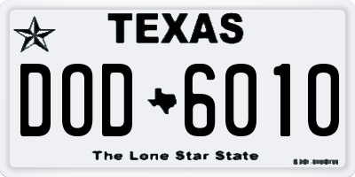 TX license plate DOD6010