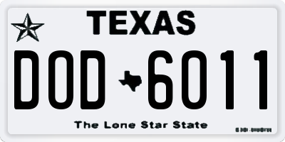 TX license plate DOD6011