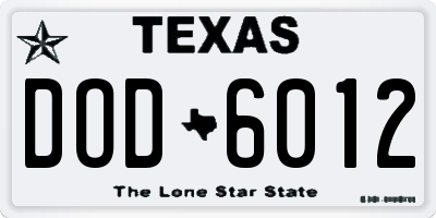TX license plate DOD6012