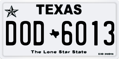 TX license plate DOD6013