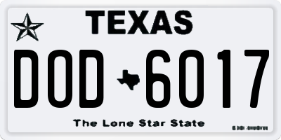 TX license plate DOD6017