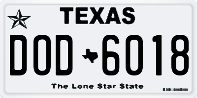 TX license plate DOD6018