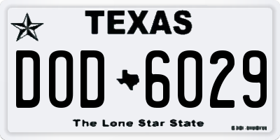 TX license plate DOD6029