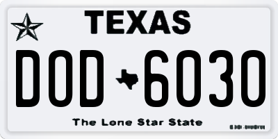 TX license plate DOD6030