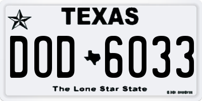 TX license plate DOD6033