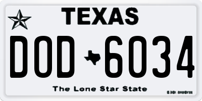 TX license plate DOD6034