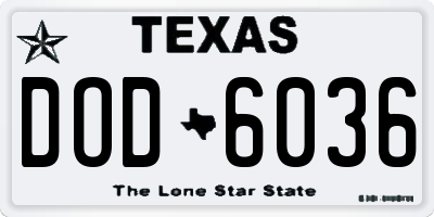 TX license plate DOD6036