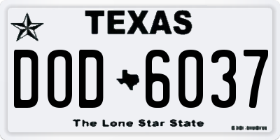 TX license plate DOD6037