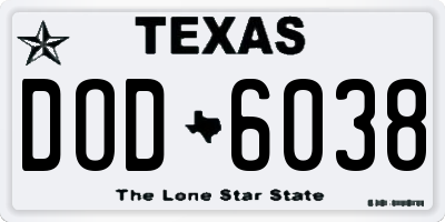 TX license plate DOD6038