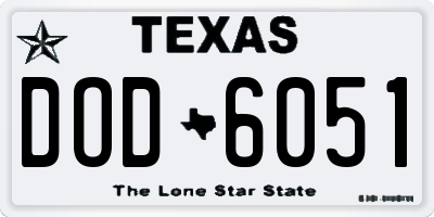 TX license plate DOD6051